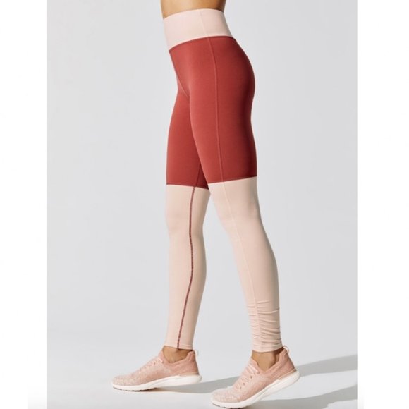 Varley Swathmore Colorblock Leggings Size XXS Red Pink Ruched Hem - Picture 4 of 11